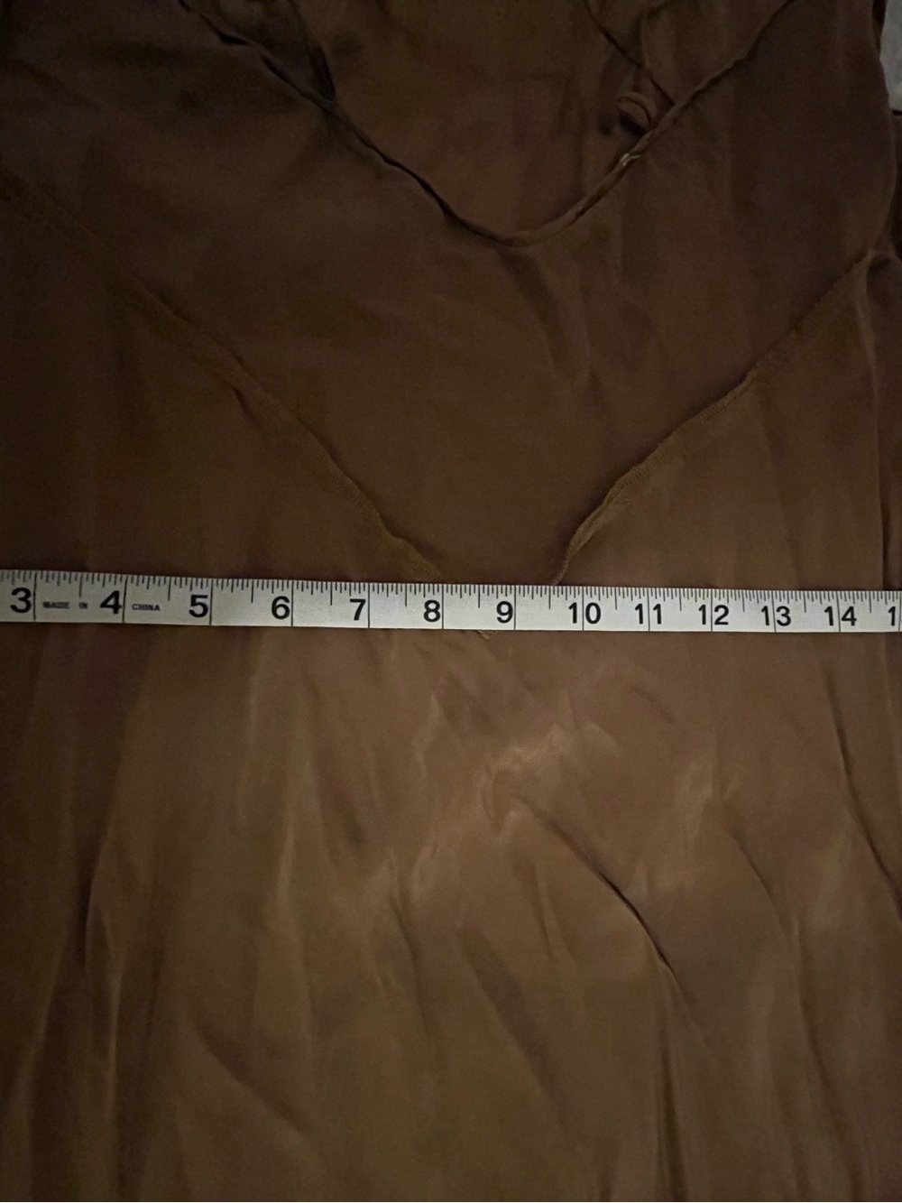 Satin Slip Midi Dress in Olive Brown — Women's - Picture 5 of 8